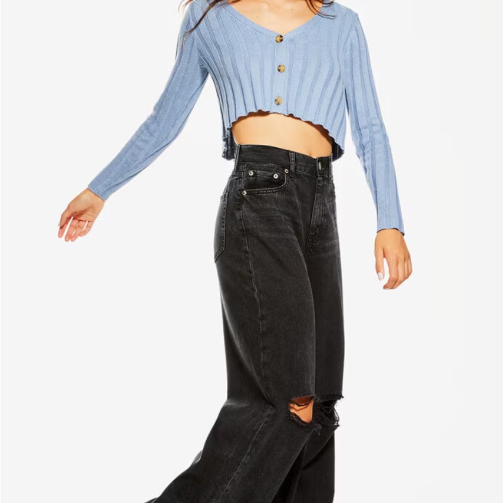 Aéropostale Small Ribbed Cropped Cardigan, Y2K